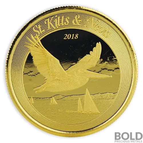 2018 EC8 St Kitts & Nevis Brown Pelican 1 oz Gold BU