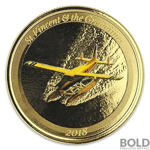 2018 EC8 St Vincent Grenadines Seaplane 1 oz Gold Proof (Colored)