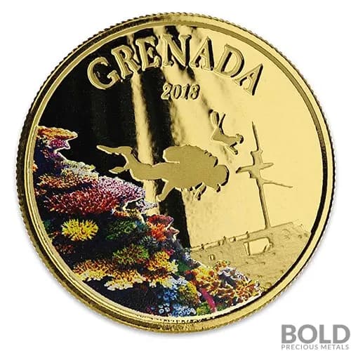 2018 EC8 Grenada: Spice Isle of the Caribbean 1 oz Gold Proof (Colored)