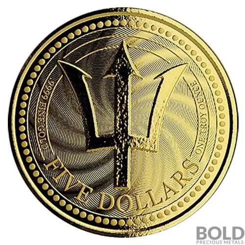 2019 Barbados Trident Gold 1 oz BU