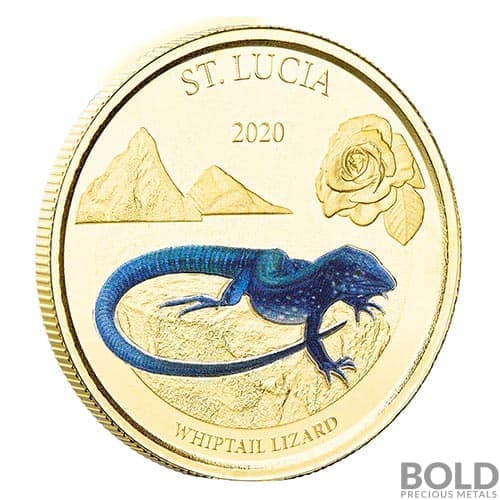 2020 EC8 St. Lucia Whiptail Lizard 1 oz Gold Proof (Colored)