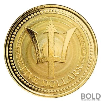 2021 Barbados Trident Gold 1 oz BU