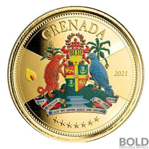 2021 EC8 Grenada: Coat of Arms 1 oz Gold Proof (Colored)