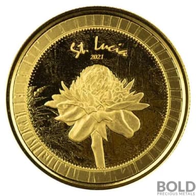 2021 Gold EC8 St. Lucia Ginger Flower 1 oz BU