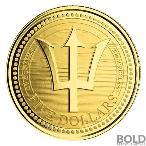 2022 Barbados Trident Gold 1 oz BU