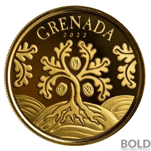 2022 1 oz Gold EC8 Grenada Nutmeg Tree BU