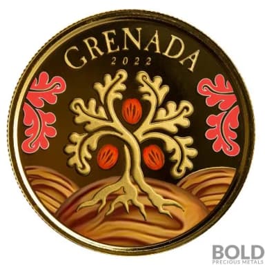 2022 EC8 Grenada: Nutmeg Tree 1 oz Gold Proof (Colored)
