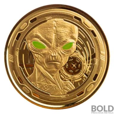 2022 Gold Ghana Alien 1 oz Gold Colored