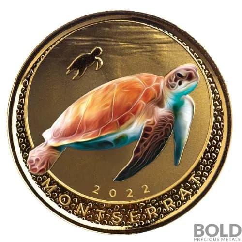 2022 Gold 1 oz Montserrat: Sea Turtle Proof (Colored)