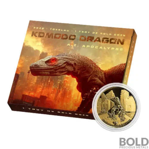 2022 Gold 1 oz Tokelau AI Apocalypse Komodo Dragon Prooflike