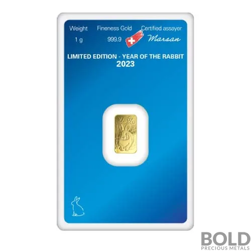 2023 Argor-Heraeus 1 Gram Gold Lunar Year of the Rabbit Bar (In Assay)