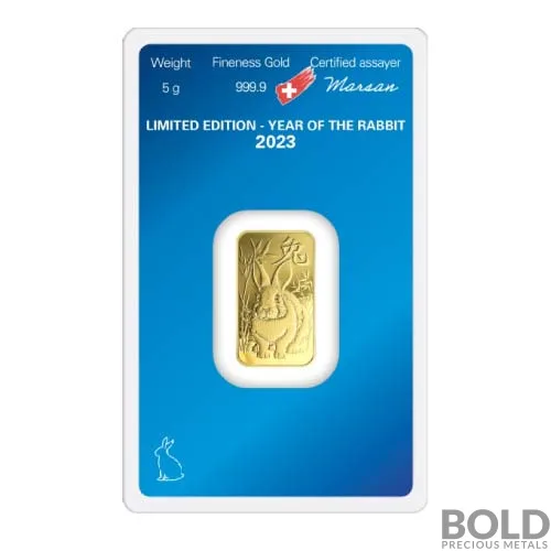 2023 Argor-Heraeus Gold Lunar Year of the Rabbit 5 Gram Bar (In Assay)