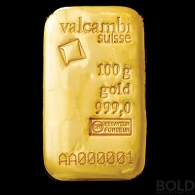 Valcambi Gold 100 Gram Cast Bar