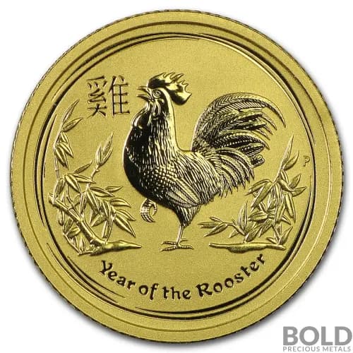 2017 Gold Australia Lunar Rooster - 1/10 oz