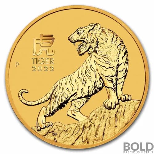 2022 Australia Perth Lunar Year of the Tiger 1 oz Gold BU