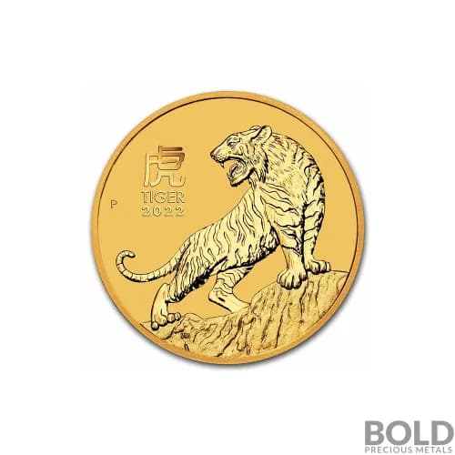 2022 Australia Perth Lunar Year of the Tiger 1/4 oz Gold BU