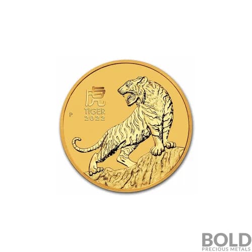 2022 Australia Perth Lunar Year of the Tiger 1/10 oz Gold BU