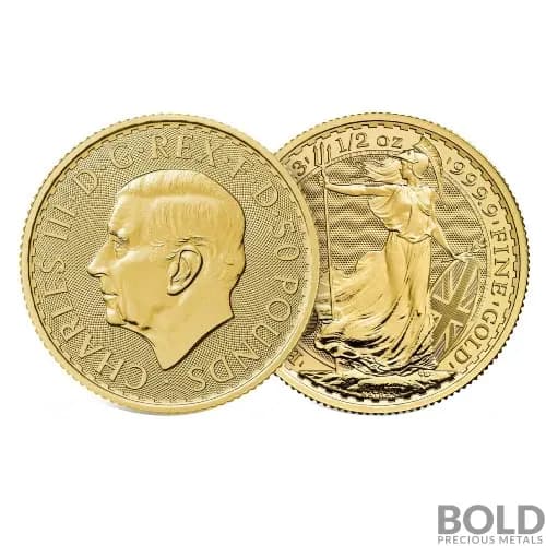 2023 Gold 1/2 oz British Royal Mint Britannia King Charles III BU