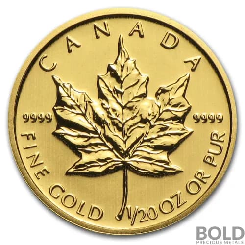 Gold Canadian Maple Leaf *Random Date* - 1/20 oz