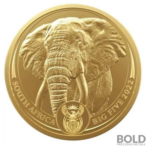 2022 Gold 1 oz South Africa: Big Five Elephant Coin BU