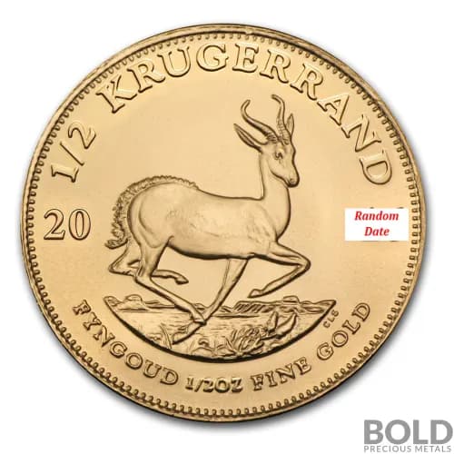 1/2 oz South African Krugerrand Gold Coin (Random Year)
