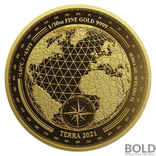 2021 1/10 oz Tokelau Terra Gold Coin (Prooflike)