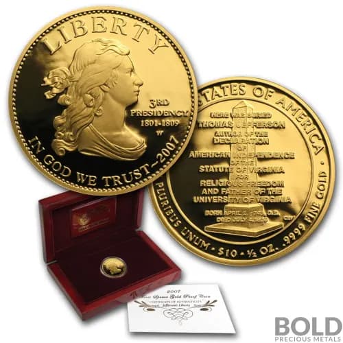 2007-W Gold Jefferson's Liberty Proof - 1/2 oz