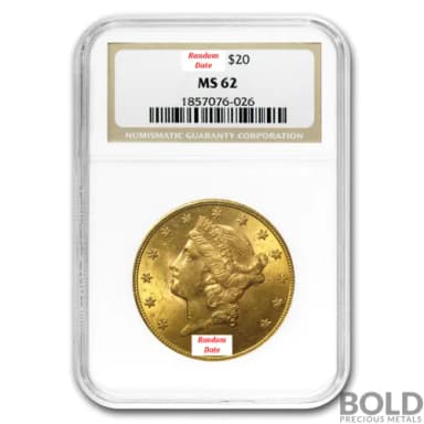 Gold American $20 Liberty - NGC MS62
