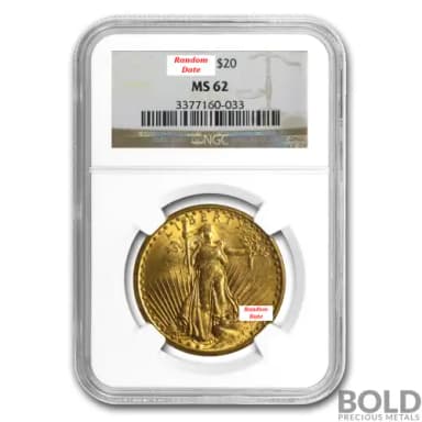 Gold American $20 St. Gaudens - NGC MS62