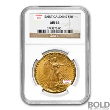 Gold American $20 St. Gaudens - NGC MS64
