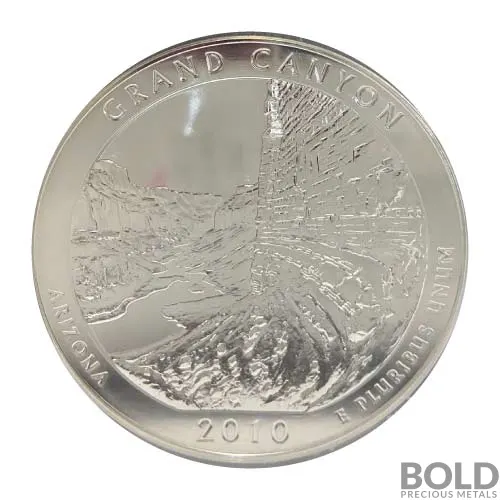 2010 Silver 5 oz ATB Grand Canyon NP First Strike PCGS GEM BU