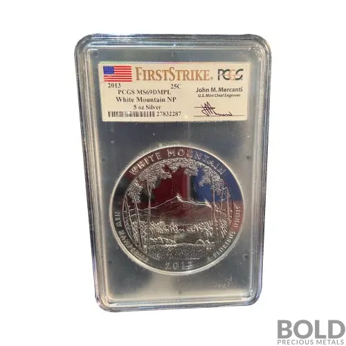 2013 Silver 5 oz ATB White Mountain NP First Strike PCGS MS69 DMPL