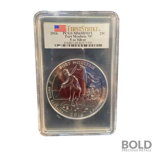 2016 Silver 5 oz ATB Fort Moultrie NP First Strike PCGS MS69 DMPL