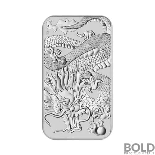 2022 Australia Perth Rectangular Dragon 1 oz Silver BU