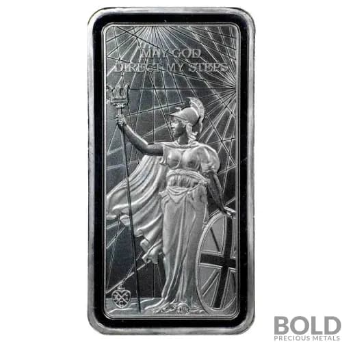 2022 Silver 10 oz St. Helena Queen's Virtues: Standing Brit Coin Bar BU