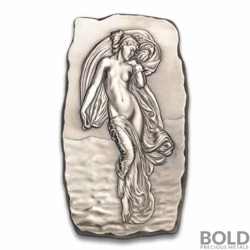 Silver 1 Kilo Argentia Woman on Water Antiqued Bar