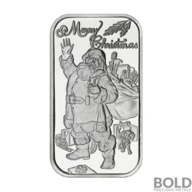 Silver - 1 oz Christmas Bar (Santa Claus)