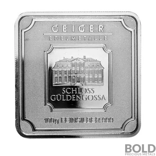Silver 100 Gram Geiger Edelmetalle Square Bar (Original)