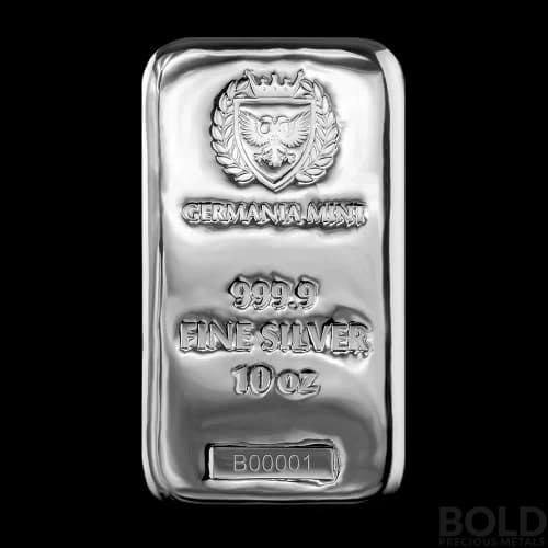 Silver 10 oz Germania Mint Cast Bar