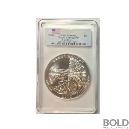 2010 Silver 5 oz ATB Grand Canyon NP First Strike PCGS MS69 PL