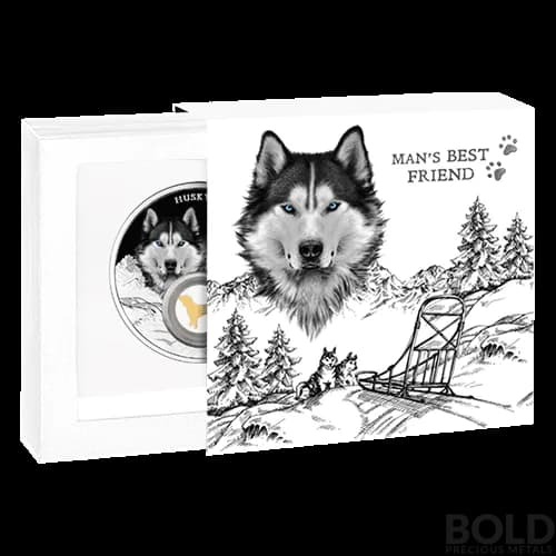 2021 Cameroon Silver Man's Best Friend Husky Dog 28.28 Grams Coin