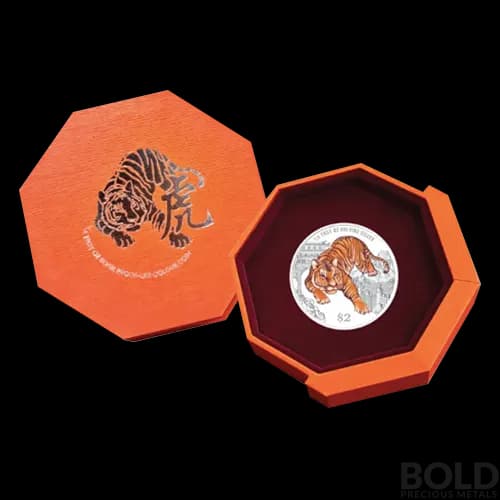 2022 Singapore Year of Tiger .999 Silver 1/4 oz Color Proof-Like Coin