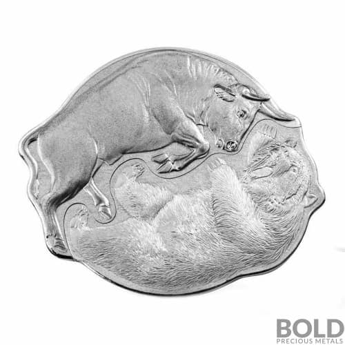 2021 Solomon Islands: Bull and Bear 1 oz Silver 2-Coin Set