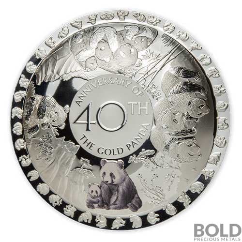 2022 Solomon Islands 40th Anniversary Gold Panda Silver 50 Gram Proof Coin
