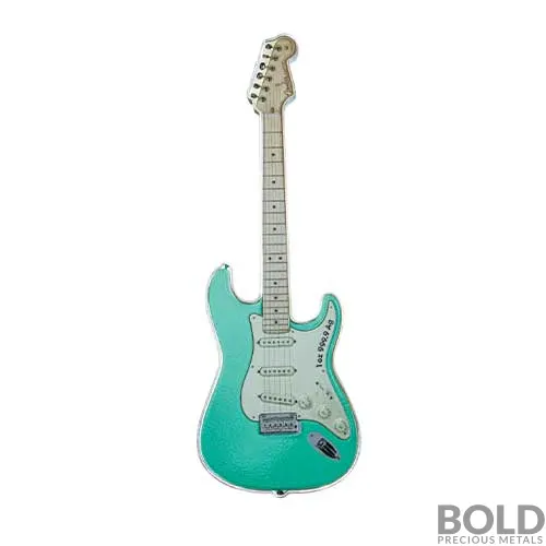 2022 Solomon Islands Fender Stratocaster Shaped Surf Green .9999 Reverse Proof Coin - Silver 1 oz