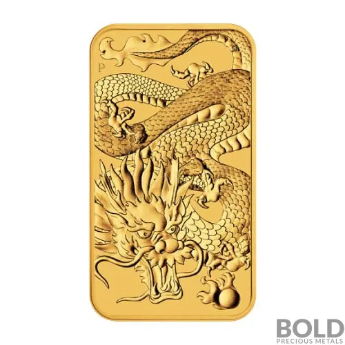 2022 Australia Perth Rectangular Dragon 1 oz Gold BU