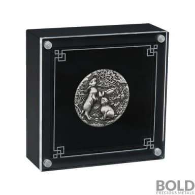 2023 Perth Silver 2 oz Lunar Rabbit Antiqued