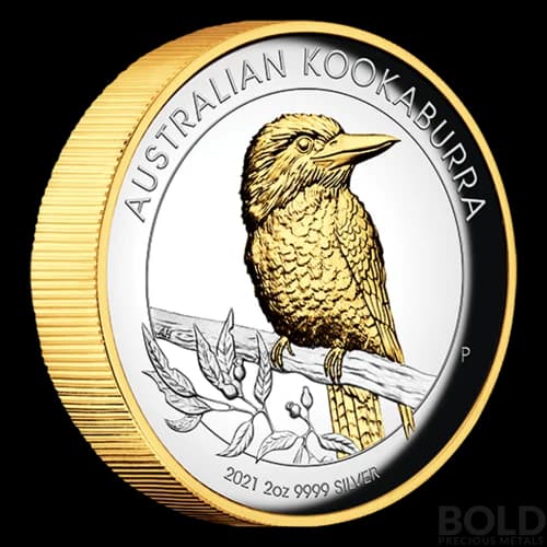 2021 Perth Australian Kookaburra 2 oz Silver Proof HR Gilded
