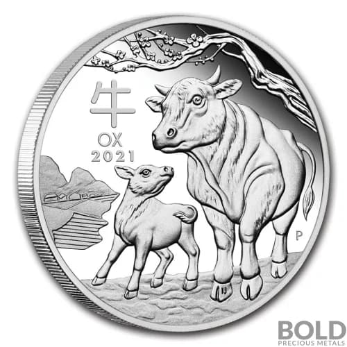 2021 Silver Australia Perth Lunar Year of the Ox Proof - 1 oz