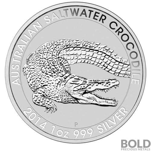 2014 Silver 1 oz Australia Perth Saltwater Crocodile